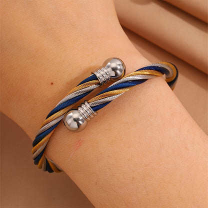 1pc Elegant Stainless Steel Bracelet with Golden-Tone Beads and Black Accents - Versatile Jewelry for Men and Women, Perfect for Daily Wear, Travel, Weddings, and Parties, Party Accessory|Retro Fashion Accessory|Durable Brace