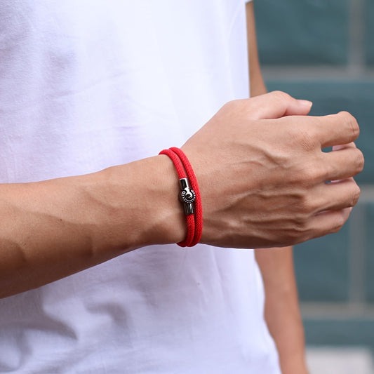 EJ Nautical Rope Bracelet with Black Magnetic Clasp - Double Layer Cord