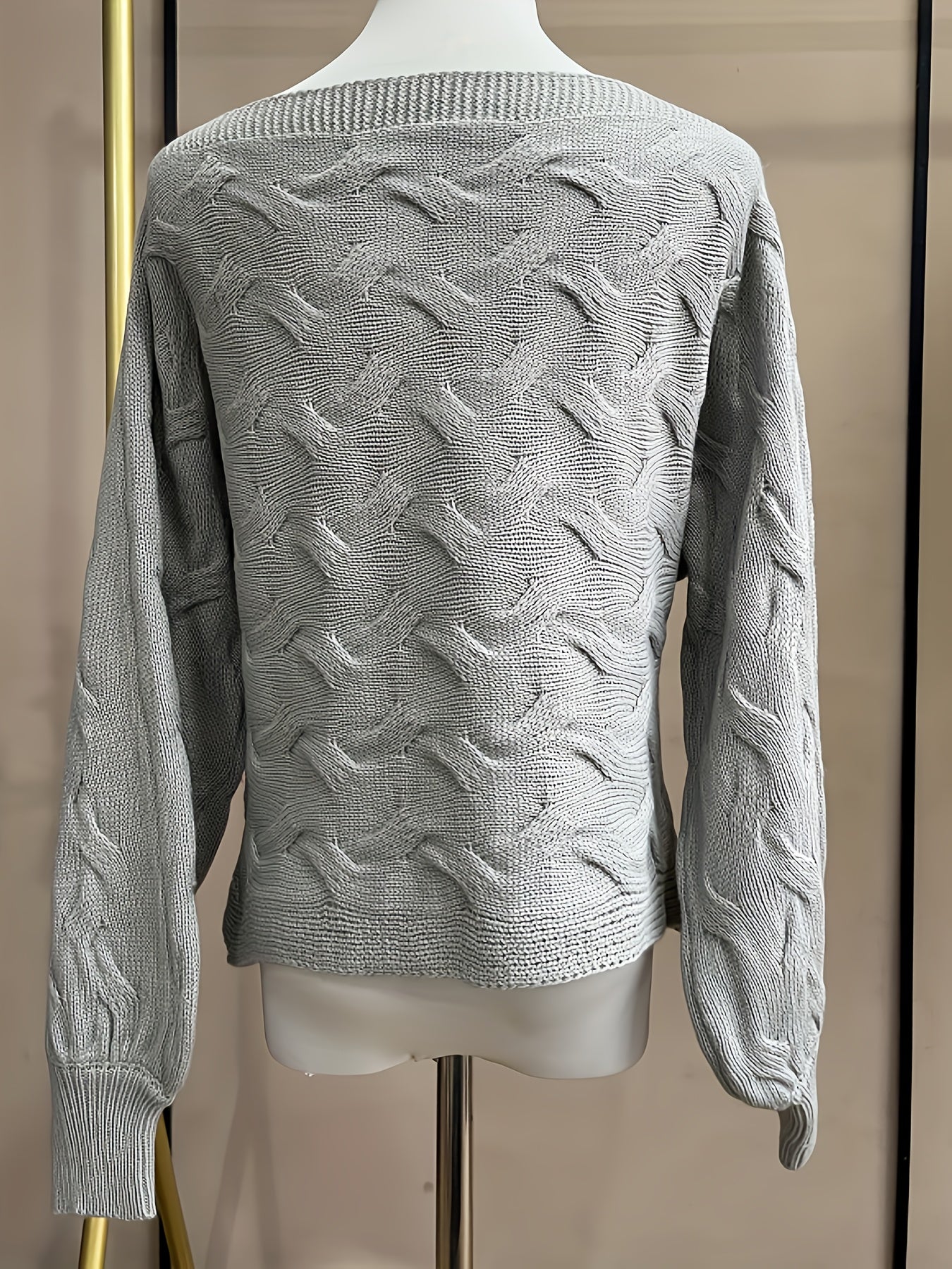 Off-Shoulder Batwing Sleeve Textured Knitwear, Pullover