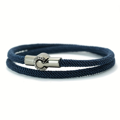 EJ Nautical Rope Bracelet with Black Magnetic Clasp - Double Layer Cord