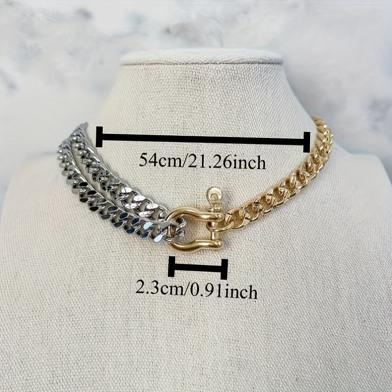 Stainless Steel  Golden Silvery Multi-Layer  Necklace