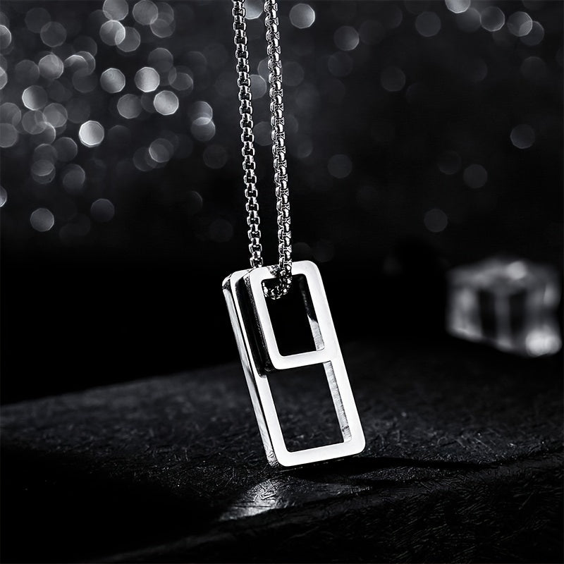 EJ  Necklace with  geometric rectangle pendant