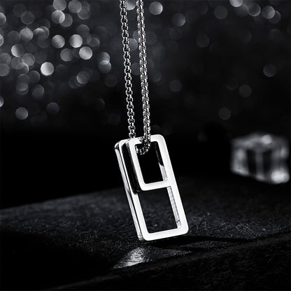 EJ  Necklace with  geometric rectangle pendant
