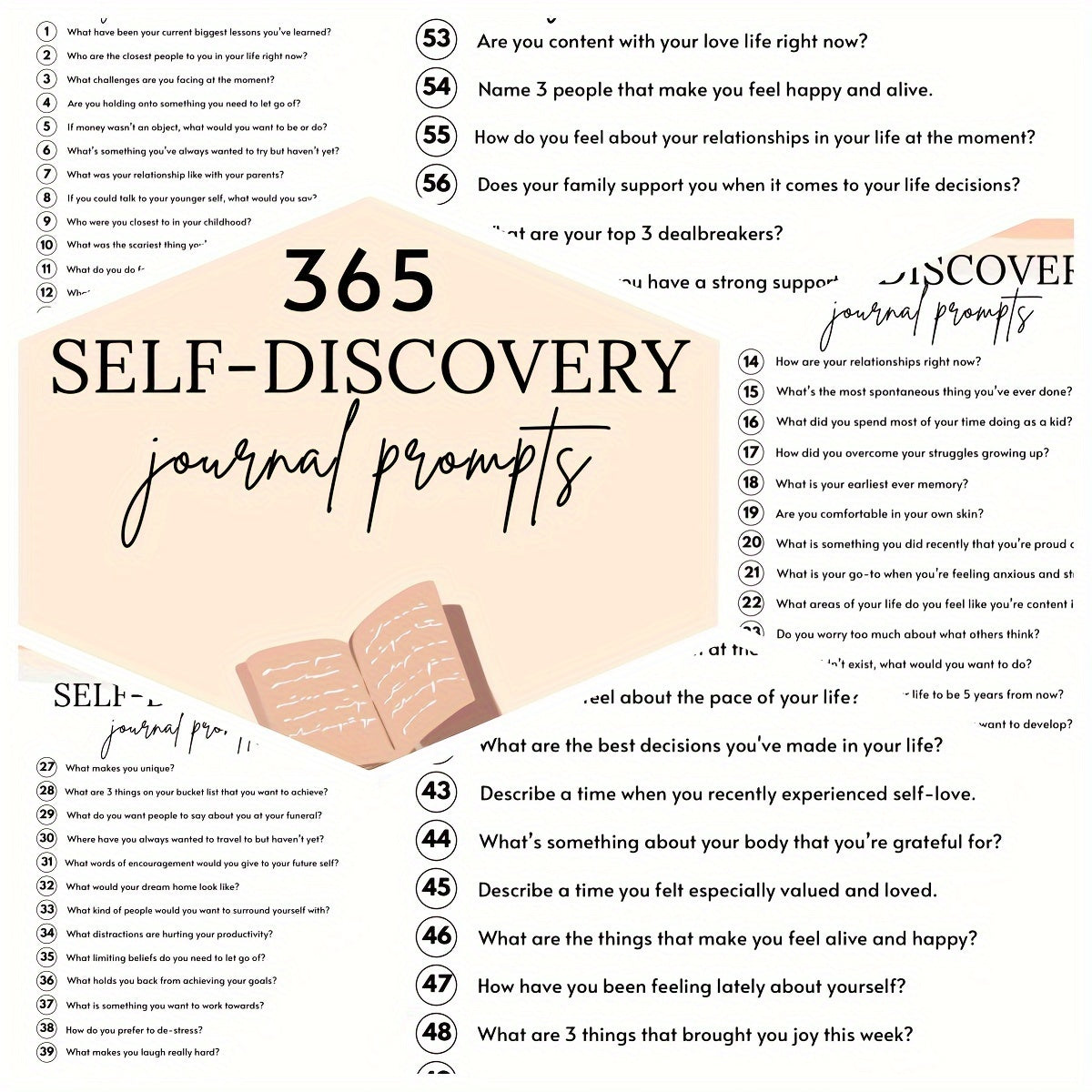 365 Self-Discovery Journal Prompts for Personal Improvement and Development, English/Spanish Language, 8.3*5.5 inch Size, Includes 365 Questions