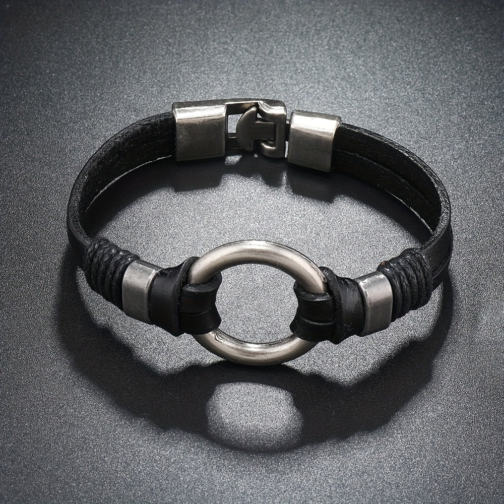 Trendy bracelet  multi-layer Leather