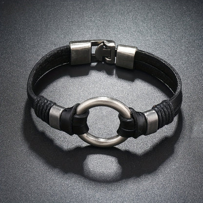Trendy bracelet  multi-layer Leather