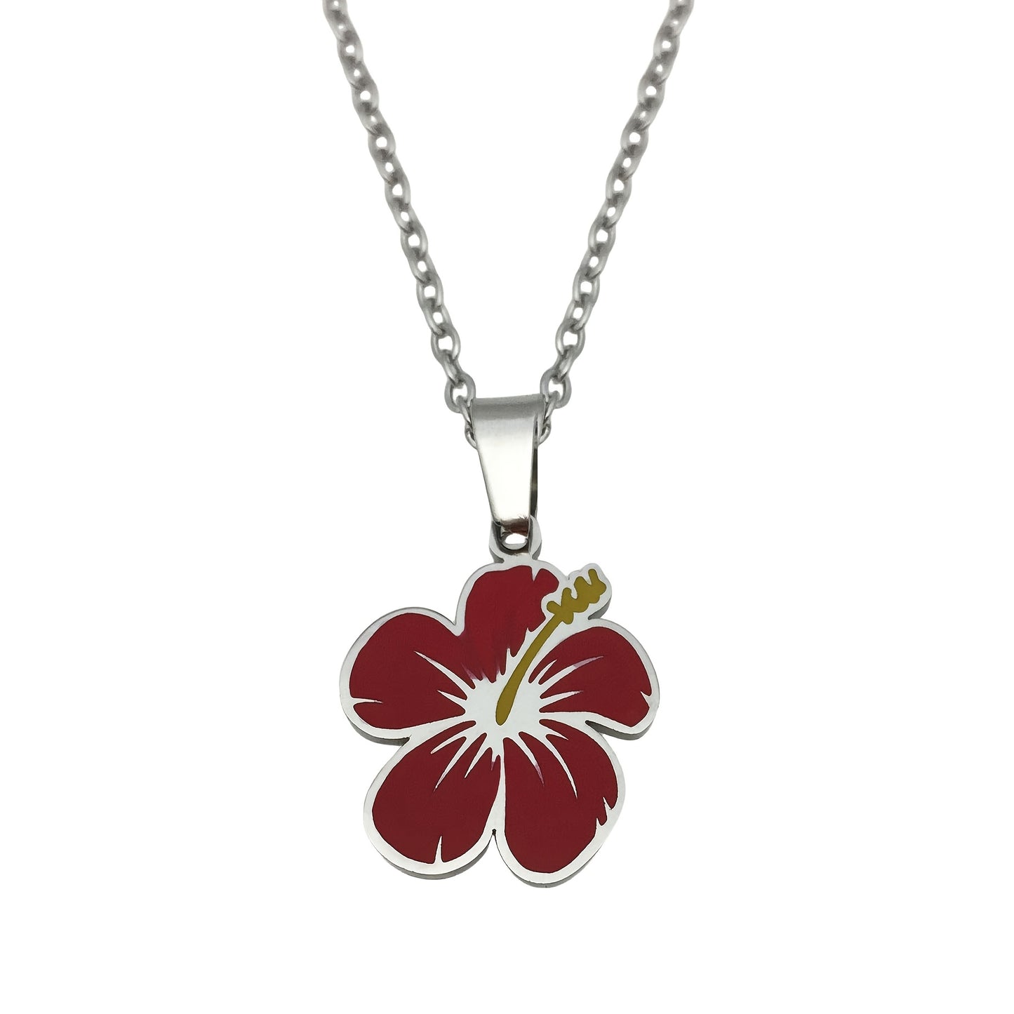 Stainless Steel MAGA Flower Pendant Chain Necklace