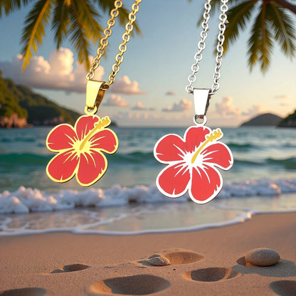 Stainless Steel MAGA Flower Pendant Chain Necklace