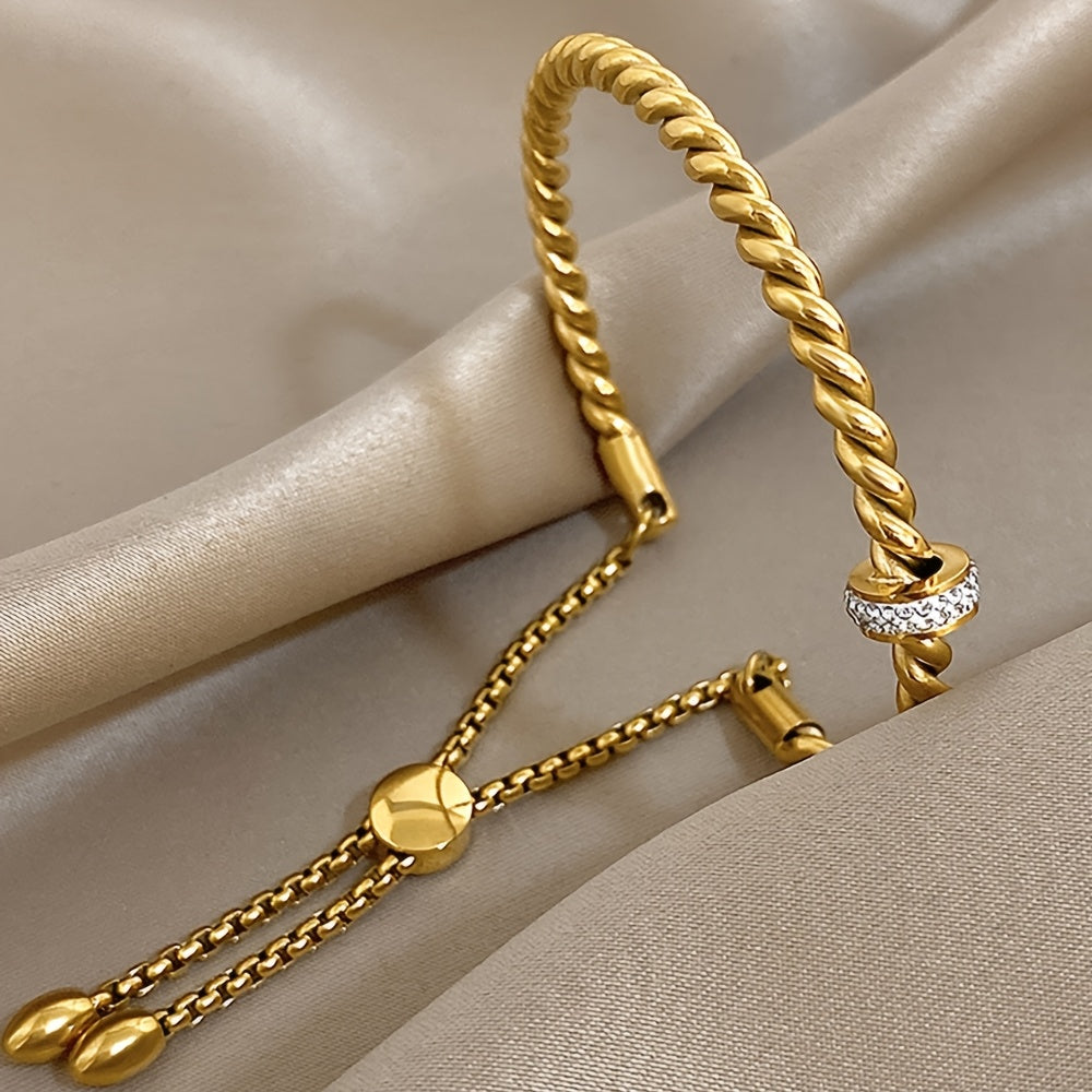 1pc Creative Stainless Steel Open Twist Bangles Bracelets for Women Men Simple Classic Statement Open Cuff Bangles with Lucky B Amethyst Inlaid Wrist Jewelry Gift, Stainless Steel Bracelet, Brand Luxury Classic Bracelet, Vaca