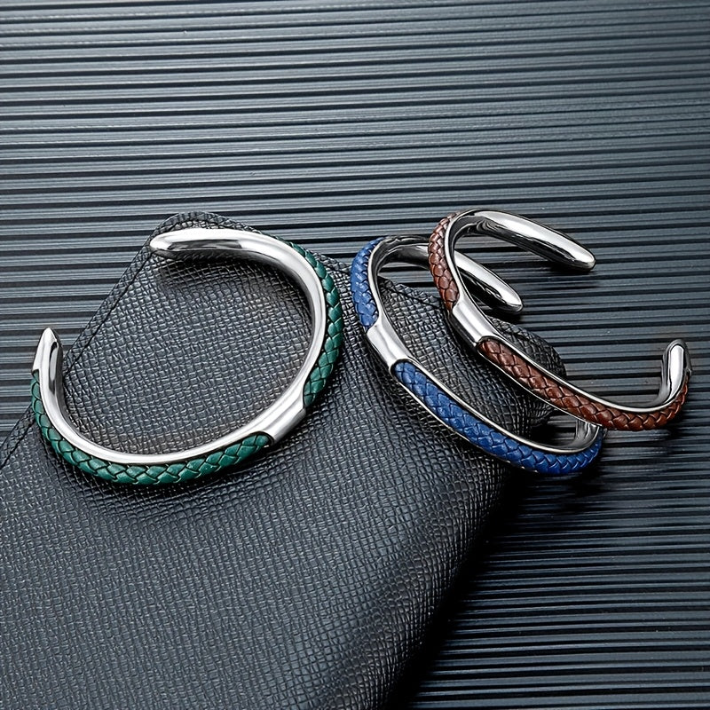 Classic Minimalist  Braided Faux Leather Cuff Bracelet