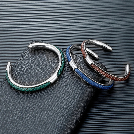 Classic Minimalist  Braided Faux Leather Cuff Bracelet