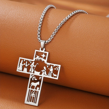 Prayer Faith Hollow Cross Element Pendant Necklace