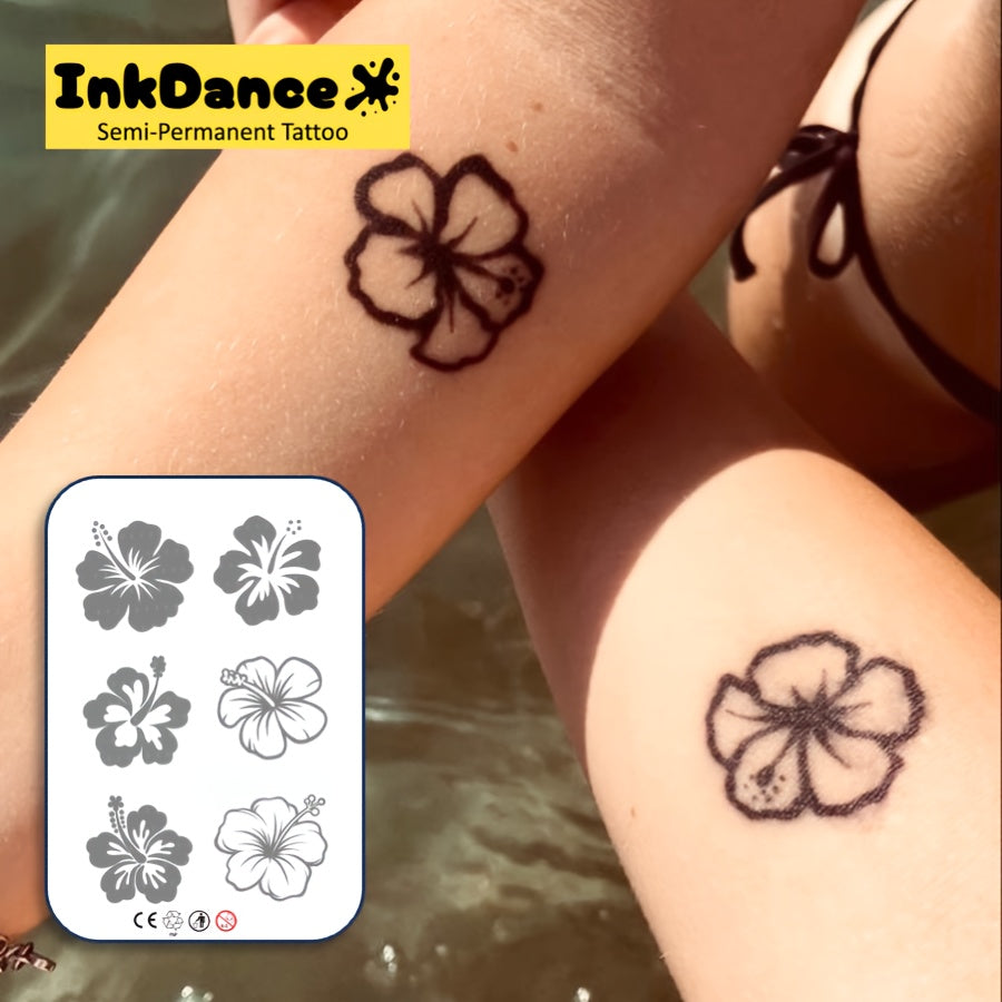 InkDance Flower Semi-permanent Tattoo Stickers - Waterproof and Long-lasting Realistic