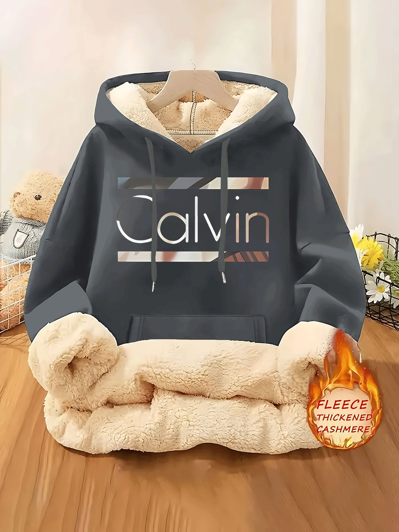 Thick Fleece-Lined Hooded Sweatshirt