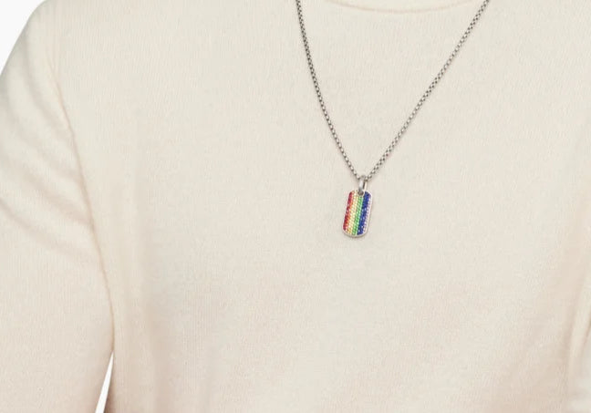 Tag Sterling Silver with Rainbow Charm