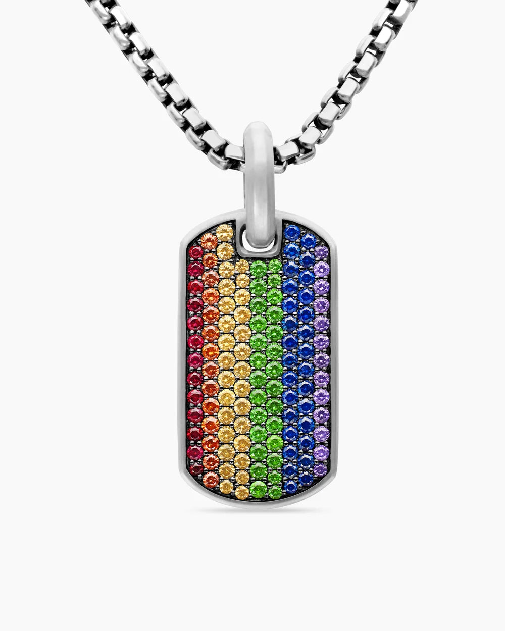 Tag Sterling Silver with Rainbow Charm
