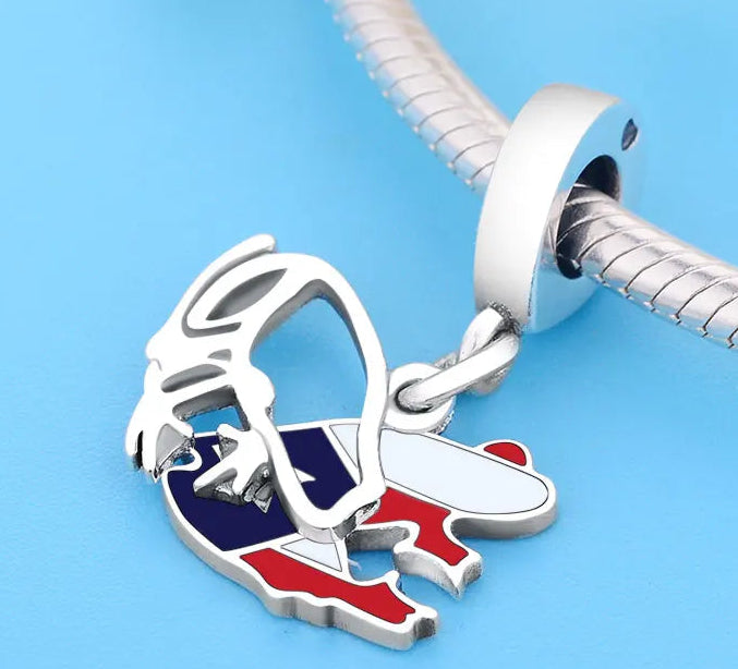 Original Pan Charms Bracelet 925 Sterling Silver Puerto Rico Frog Shape Flag