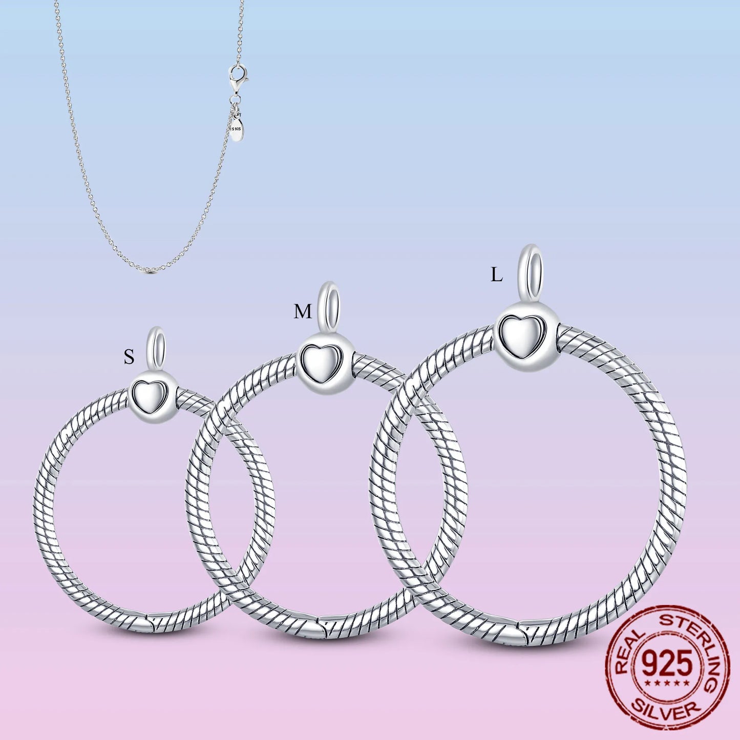 Necklace with pendant for Charms in 925 silver