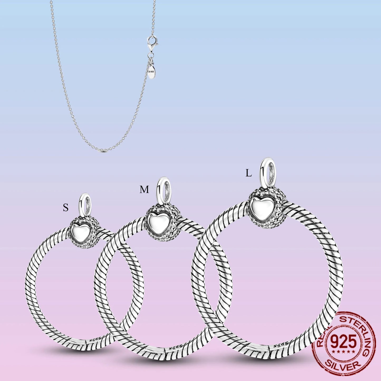 Necklace with pendant for Charms in 925 silver