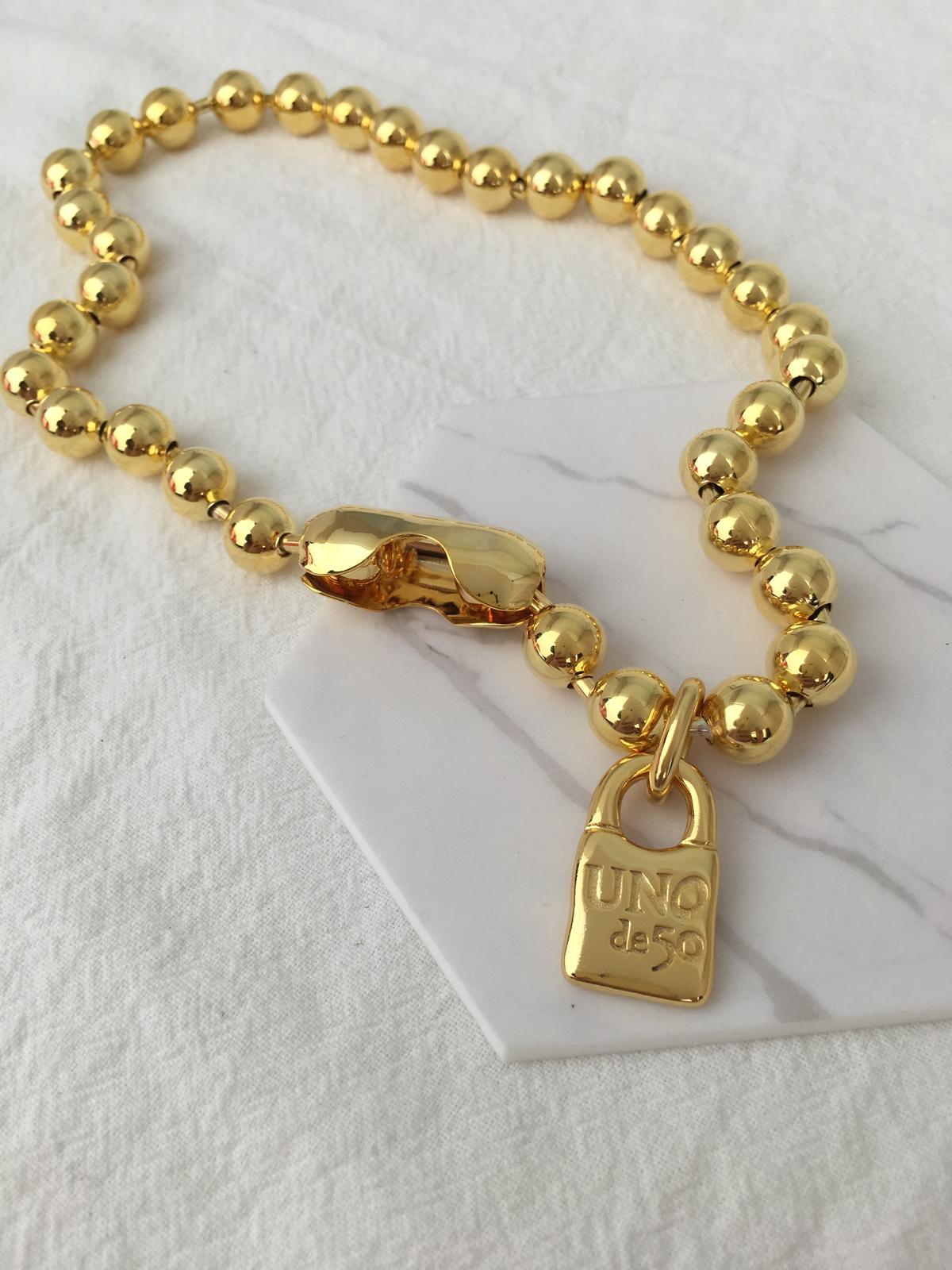 Gold Plated beaded necklace and brazelet set