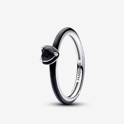 BLACK AND WHITE  HEART RING