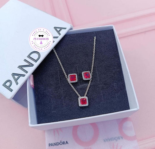 Red necklace and earrings set