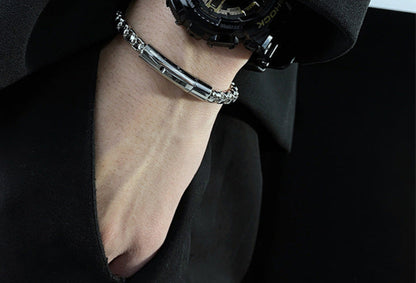 EJ Solid Color Titanium Steel Gold Inlaid Bracelet