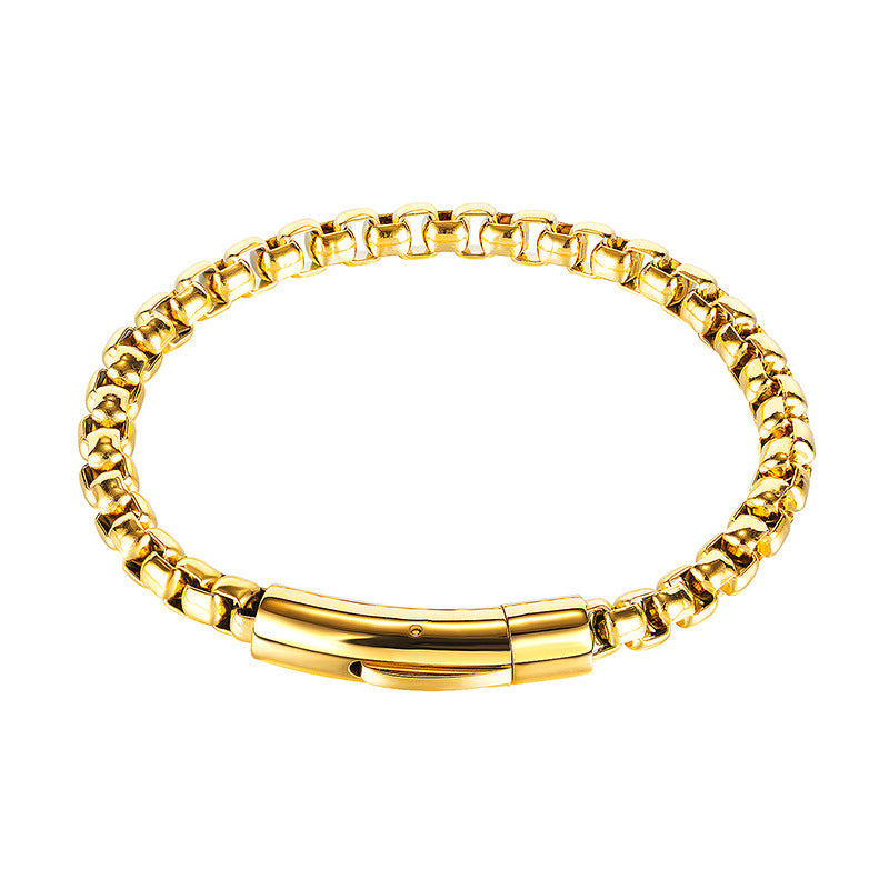 EJ Solid Color Titanium Steel Gold Inlaid Bracelet