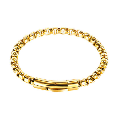 EJ Solid Color Titanium Steel Gold Inlaid Bracelet