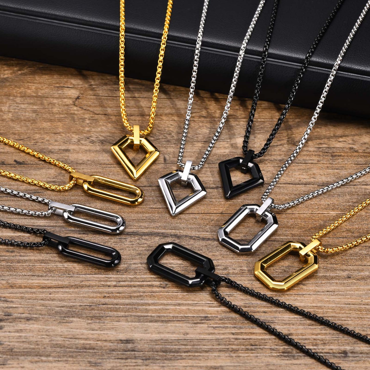 EJ Stainless Steel Three-dimensional 18K Gold Plated PVD Coating Pendant Necklaces