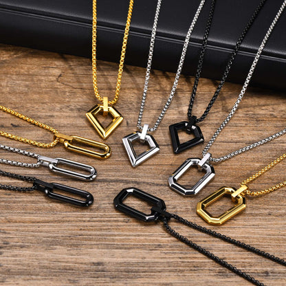 EJ Stainless Steel Three-dimensional 18K Gold Plated PVD Coating Pendant Necklaces