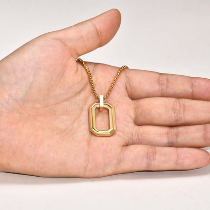 EJ Stainless Steel Three-dimensional 18K Gold Plated PVD Coating Pendant Necklaces