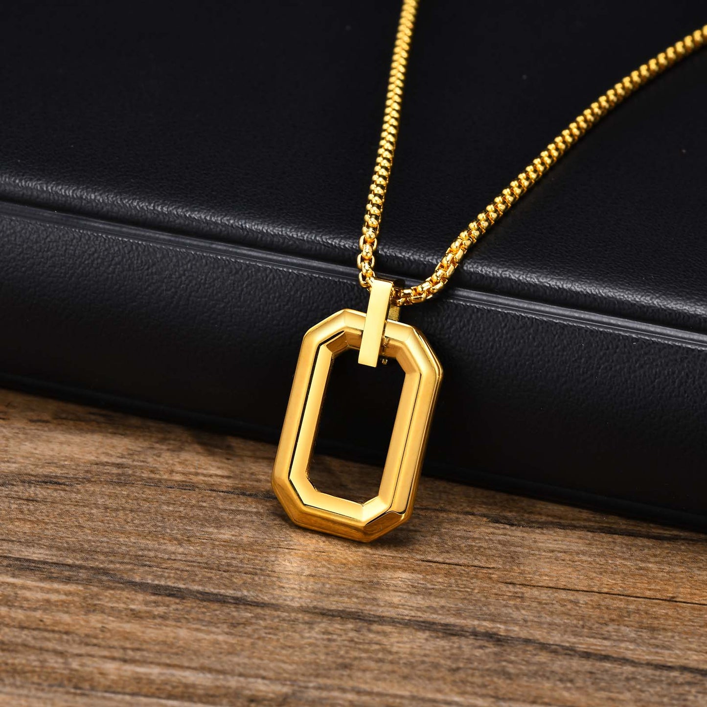 EJ Stainless Steel Three-dimensional 18K Gold Plated PVD Coating Pendant Necklaces