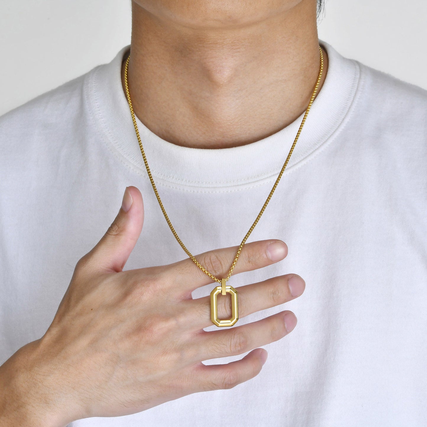 EJ Stainless Steel Three-dimensional 18K Gold Plated PVD Coating Pendant Necklaces