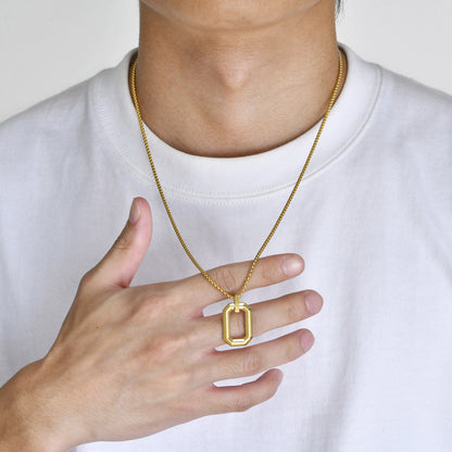 EJ Stainless Steel Three-dimensional 18K Gold Plated PVD Coating Pendant Necklaces