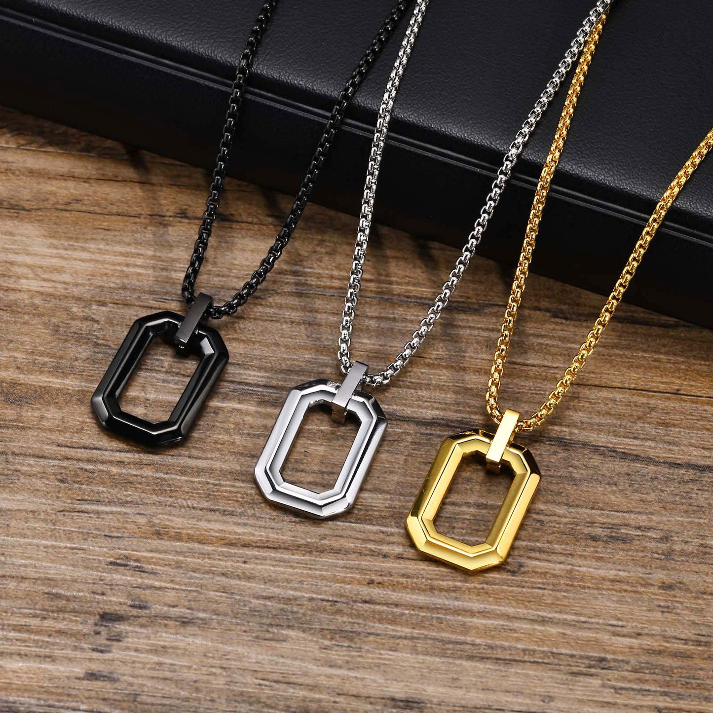 EJ Stainless Steel Three-dimensional 18K Gold Plated PVD Coating Pendant Necklaces