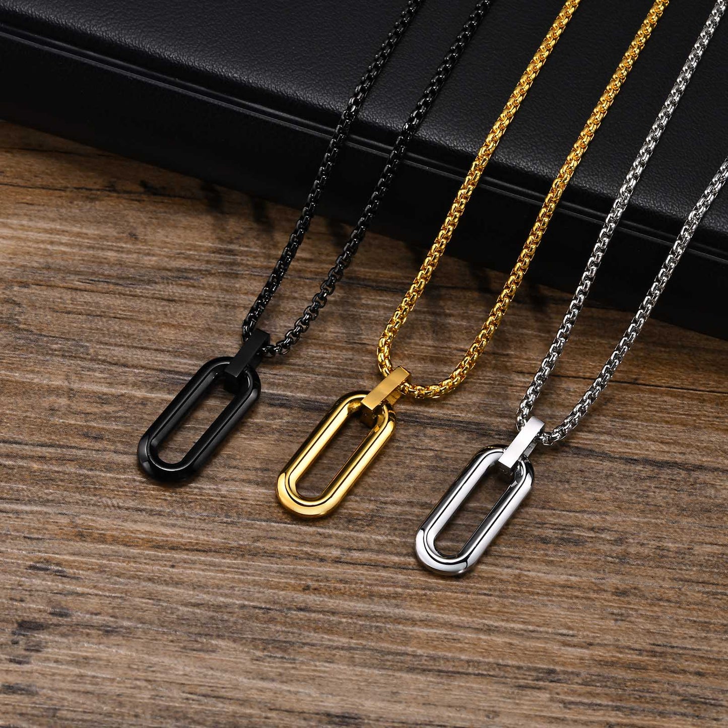 EJ Stainless Steel Three-dimensional 18K Gold Plated PVD Coating Pendant Necklaces