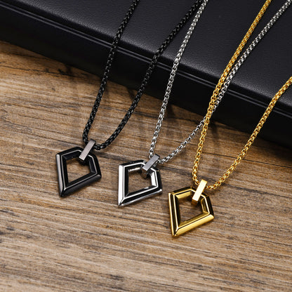 EJ Stainless Steel Three-dimensional 18K Gold Plated PVD Coating Pendant Necklaces