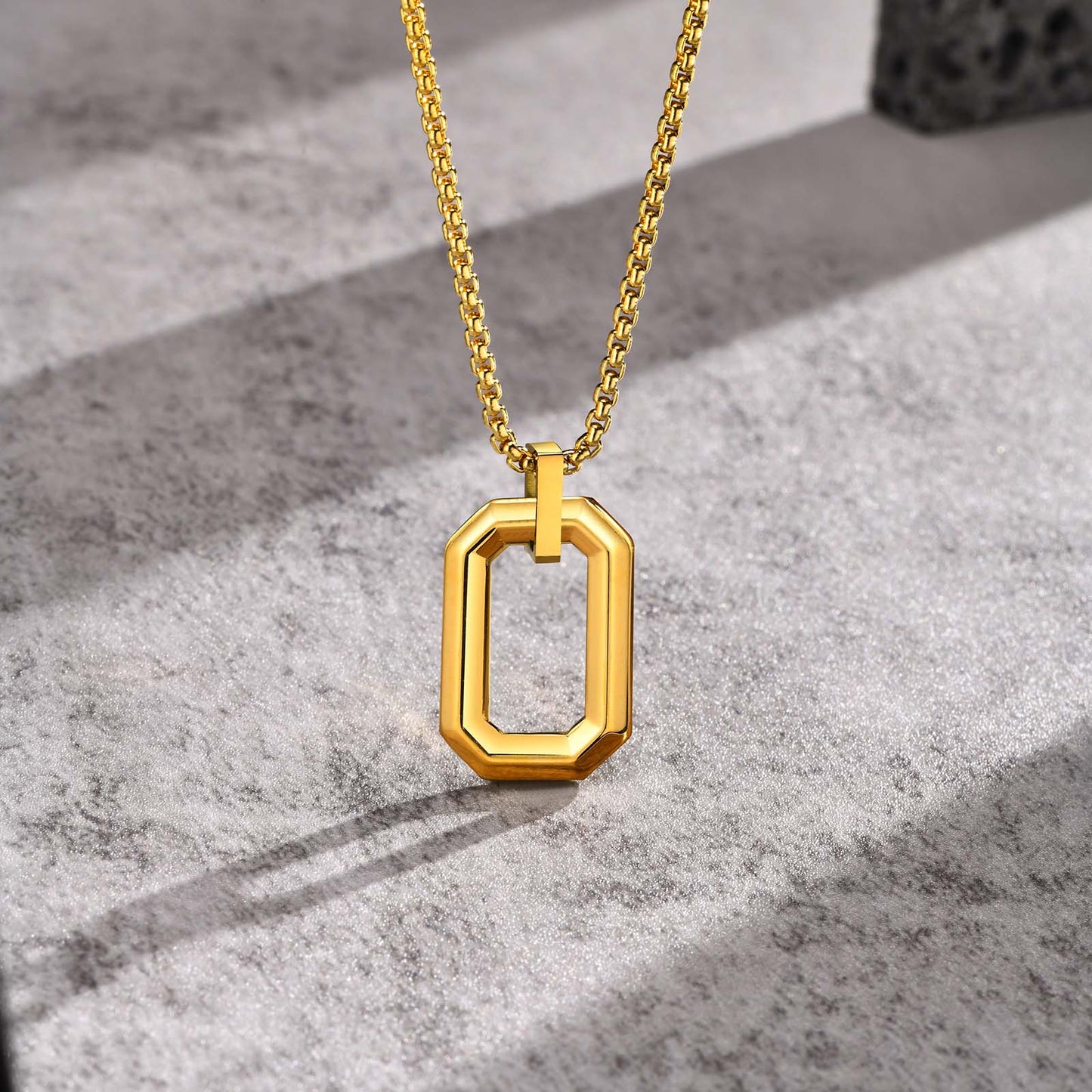 EJ Stainless Steel Three-dimensional 18K Gold Plated PVD Coating Pendant Necklaces