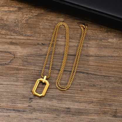 EJ Stainless Steel Three-dimensional 18K Gold Plated PVD Coating Pendant Necklaces