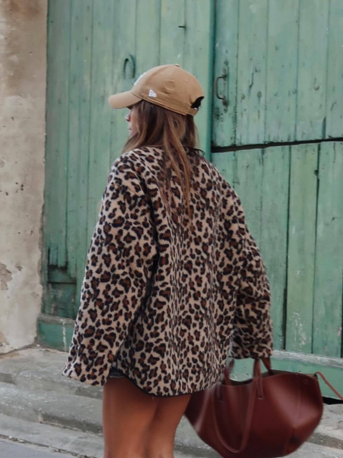 Casual Elegant Leopard Single Breasted Coat