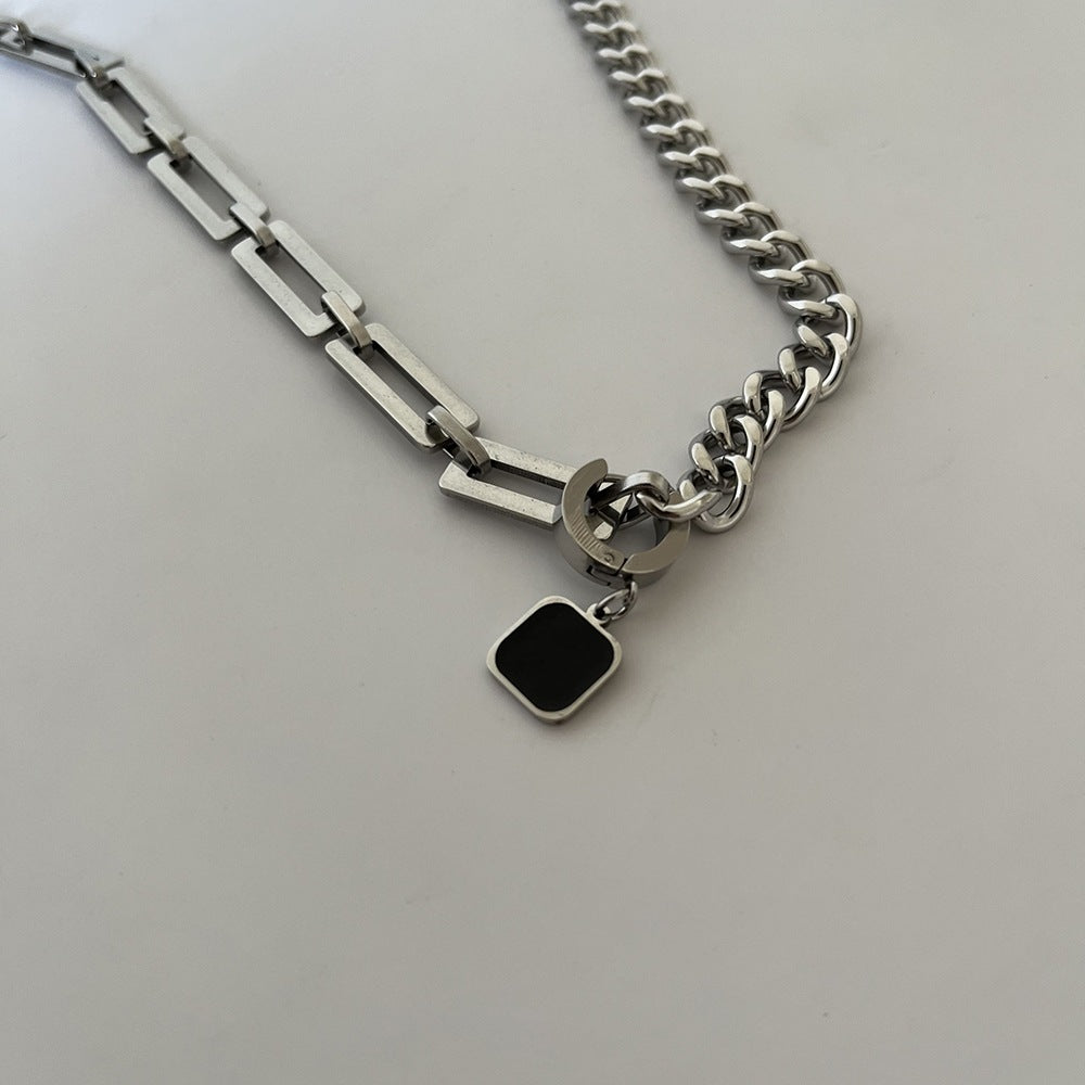 casual square titanium steel polishing men's pendant necklace