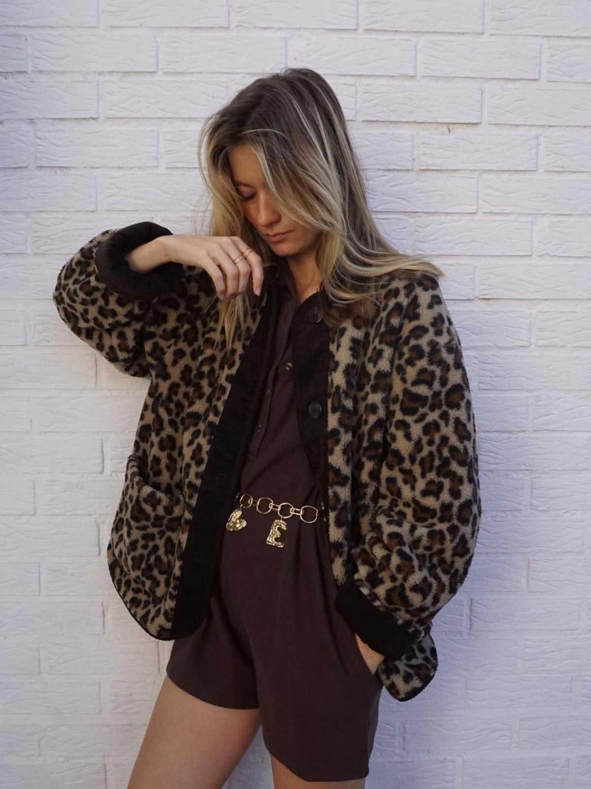 Casual Elegant Leopard Single Breasted Coat