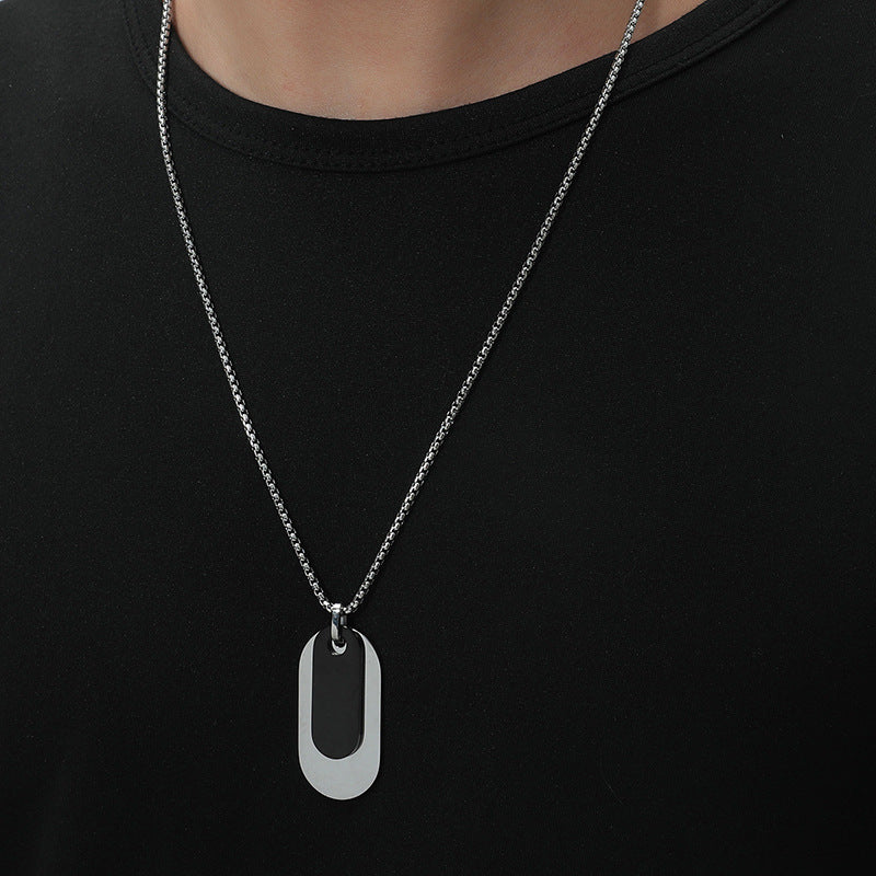 simple style stainless steel titanium steel plating men's necklace