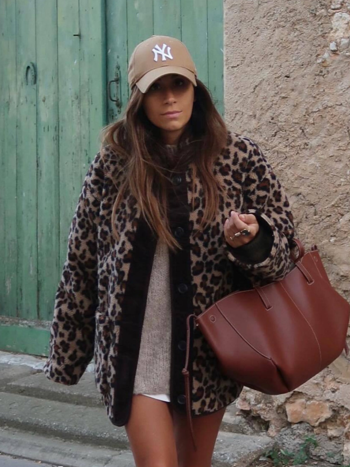 Casual Elegant Leopard Single Breasted Coat