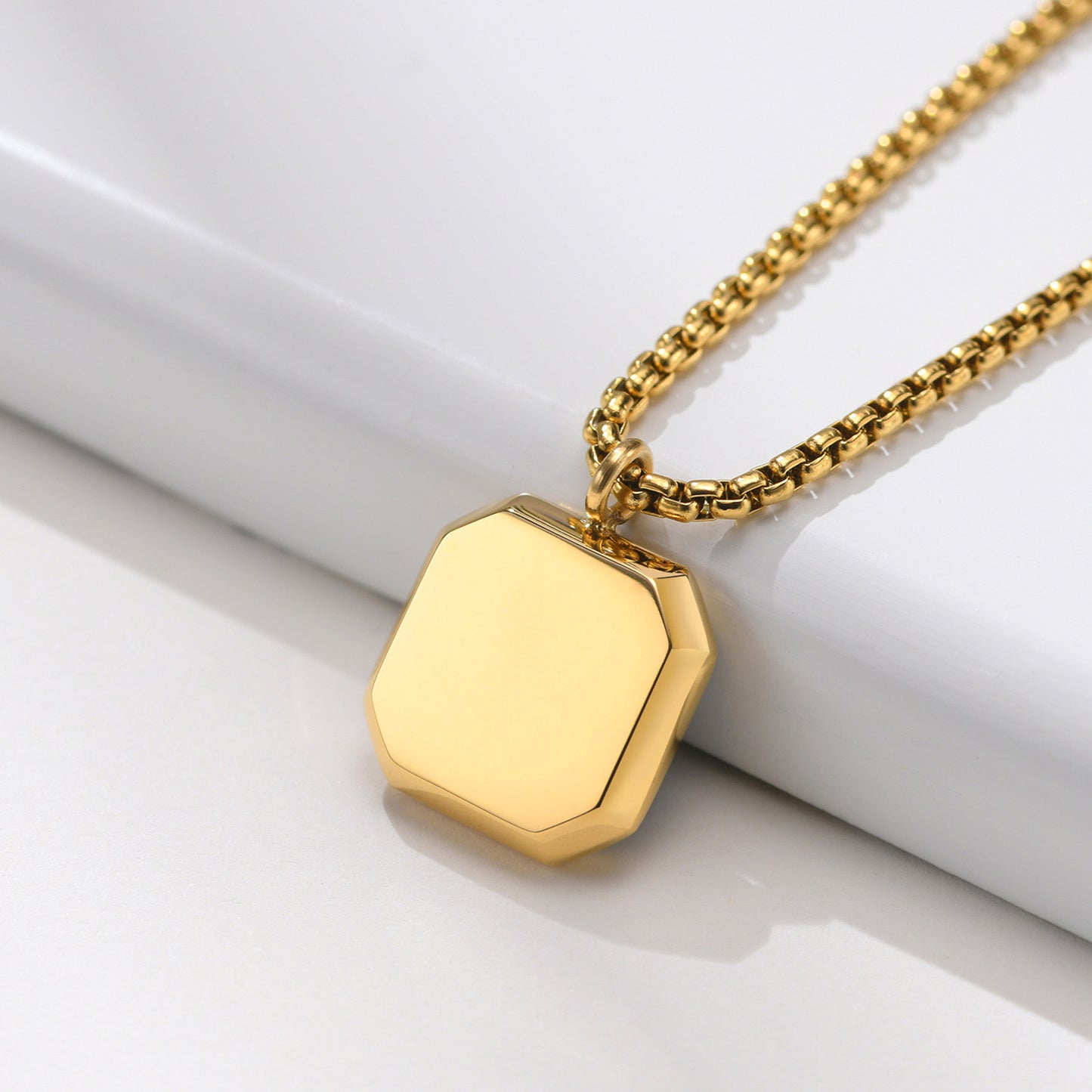 retro geometric titanium steel plating pendant necklace