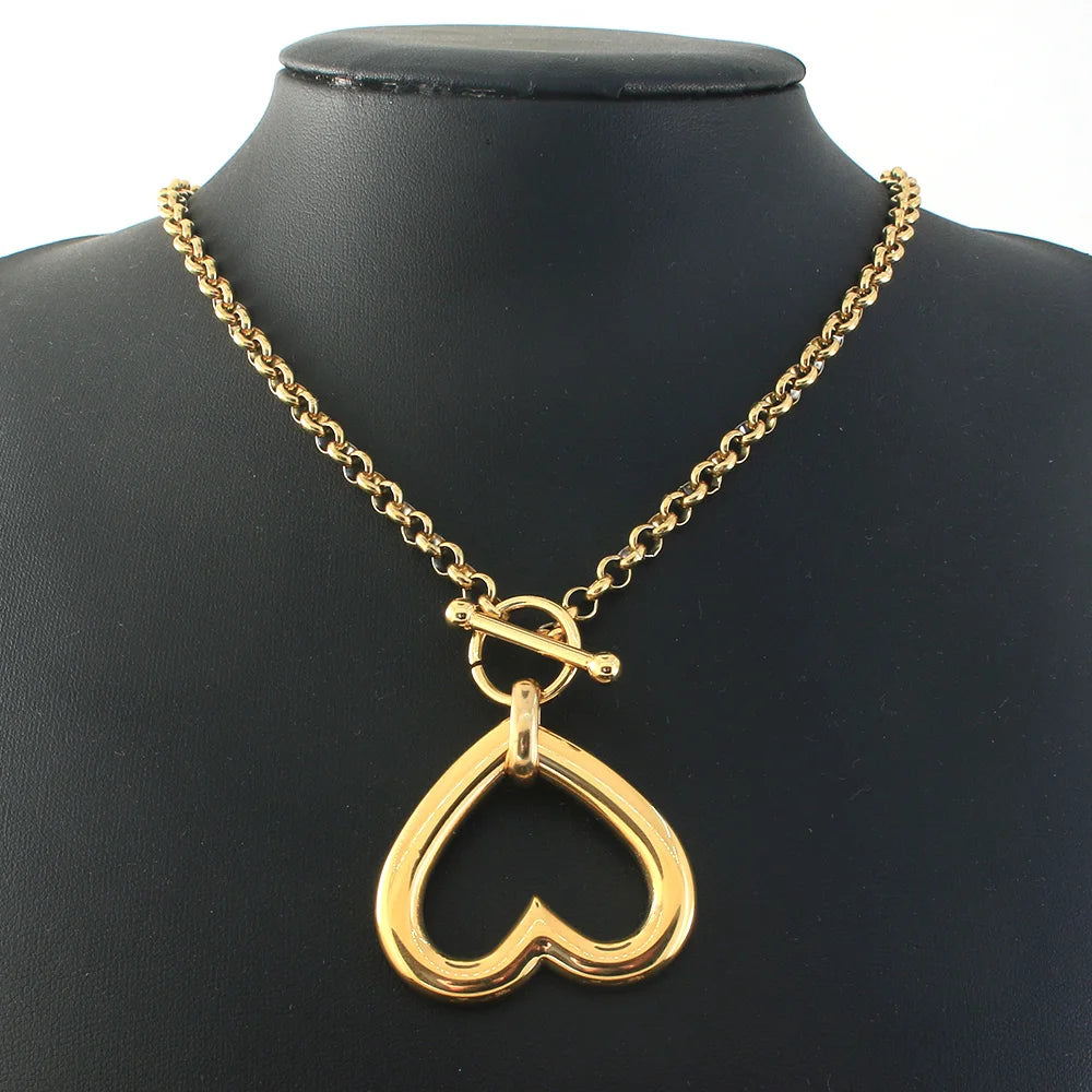 Stainless Steel Jewelry 2 Color Collar Style Fashion Necklaces Pendant Heart