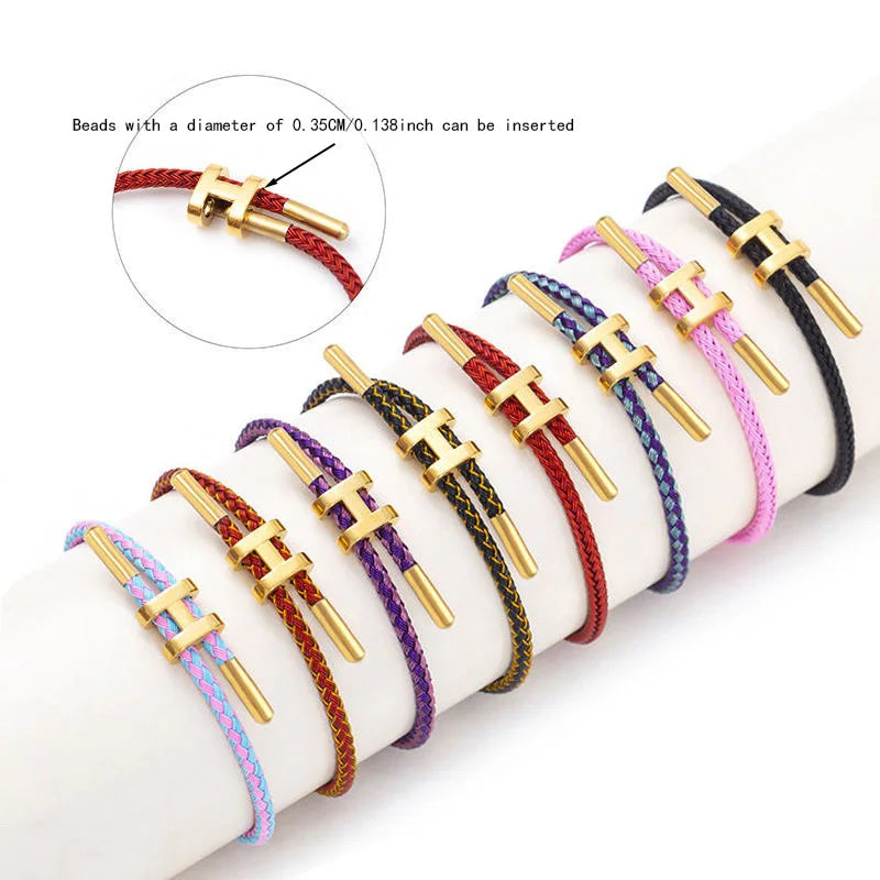 Fashionable and elegant H-buckle stainless steel rope bracelet