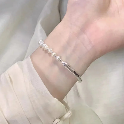 Luxury 925 Sterling Silver Knots Pearl Bracelet