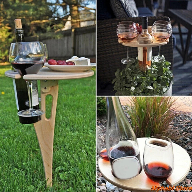 Beach or park table with wine and glasses area